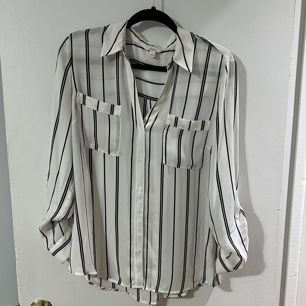 Elegant Striped Button-Up Blouse